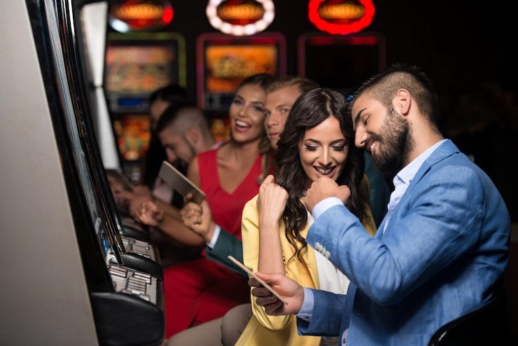 Dealer live casino sedang membagikan kartu dalam siaran langsung interaktif digital